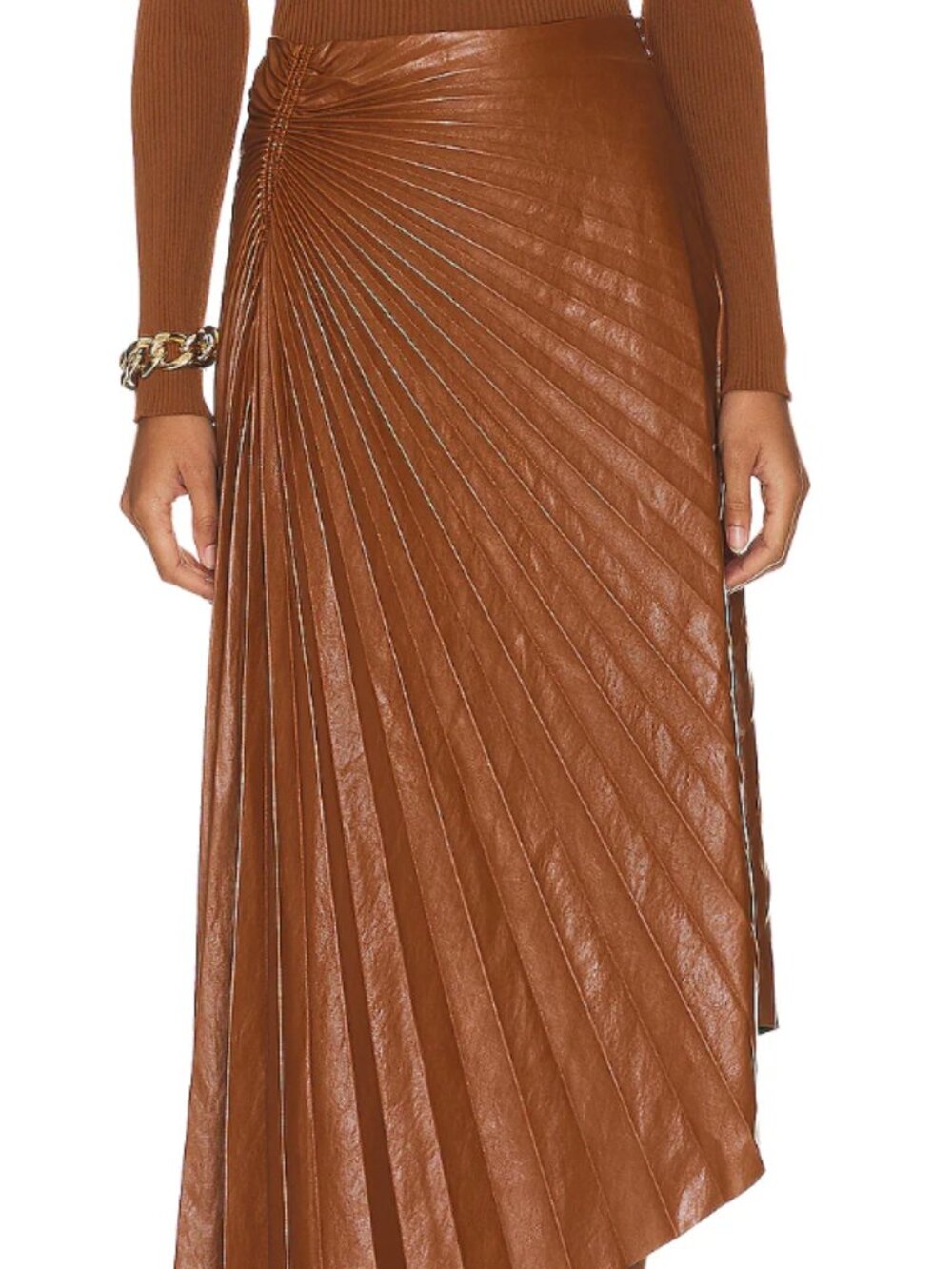 A.L.C. Tracy Skirt Faux Leather Pleated Asymetrical Skirt